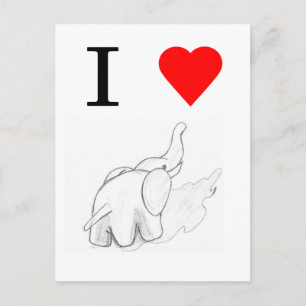 I heart elephants postcard