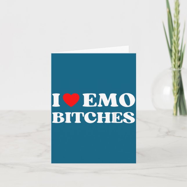 I Heart Emo Es Funny Quote Red Heart Emo Girl Styl Card (Front)