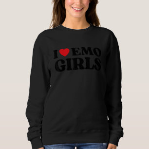I Heart Emo Girls   Quote Red Heart Emo Girl Style Sweatshirt