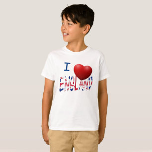 I Heart England overlaid on Union Jack Boys cn T-Shirt