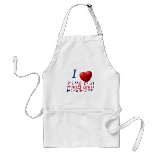 I Heart England overlaid on Union Jack Flag aprcnt Standard Apron