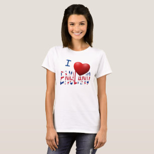 I Heart England overlaid on Union Jack Womens cn T-Shirt