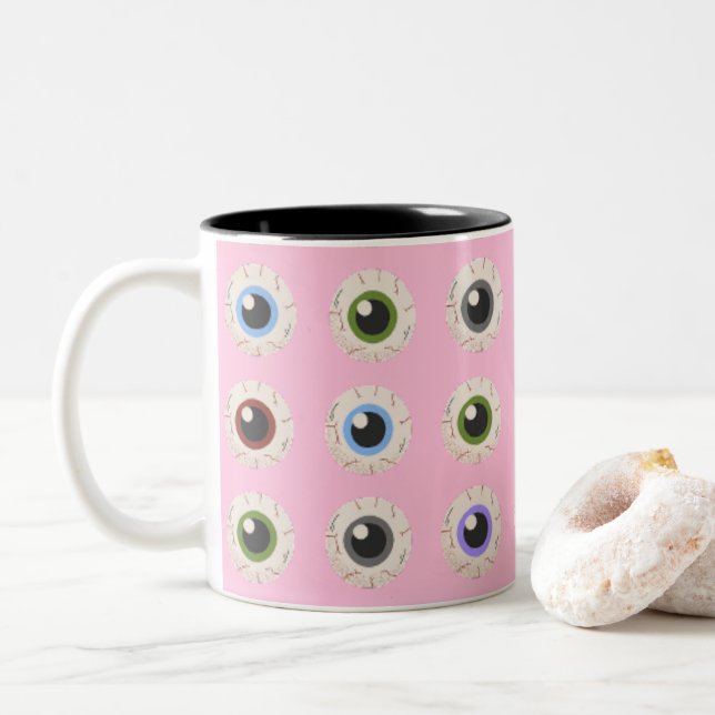 I Heart Eyeballs Two-Tone Coffee Mug (With Donut)