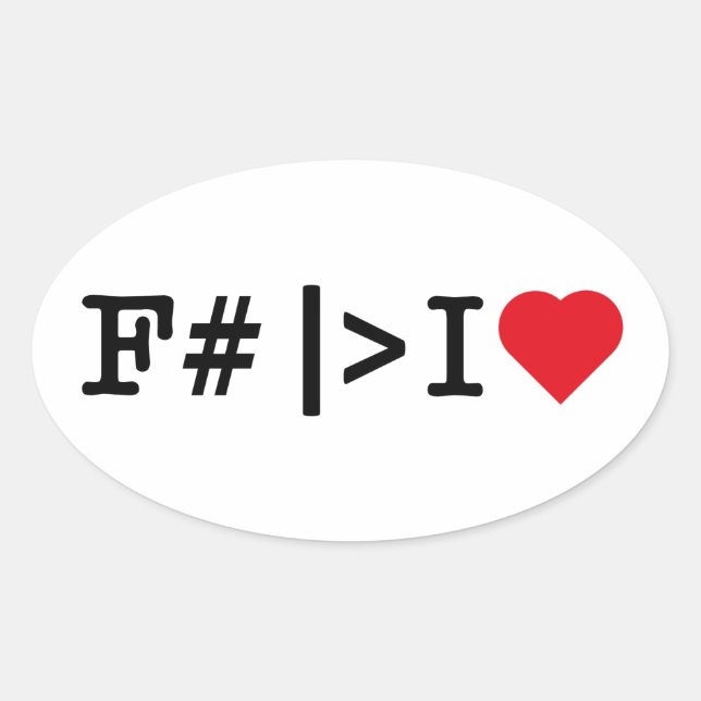 I Heart F# oval sticker (Front)