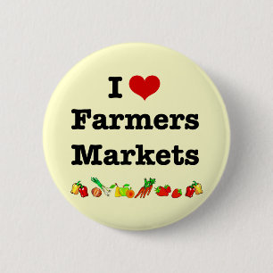 I Heart Farmers Markets 6 Cm Round Badge