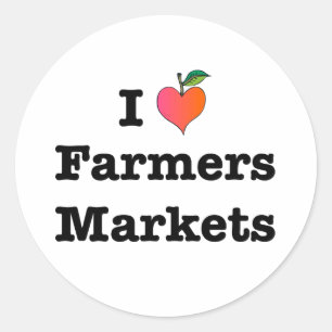 I Heart Farmers Markets Classic Round Sticker