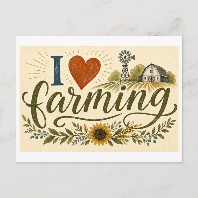 "I [Heart] Farming" Postcard (Front)