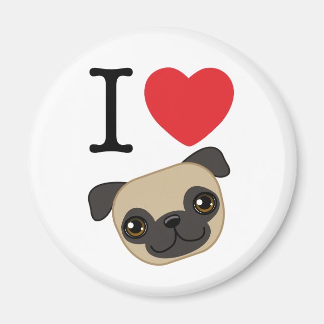 I Heart Fawn Pugs Magnet (Front)