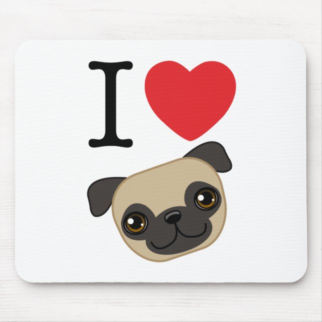 I Heart Fawn Pugs Mouse Pad (Front)