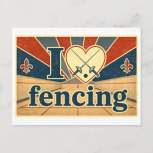 "I [Heart] Fencing" Postcard