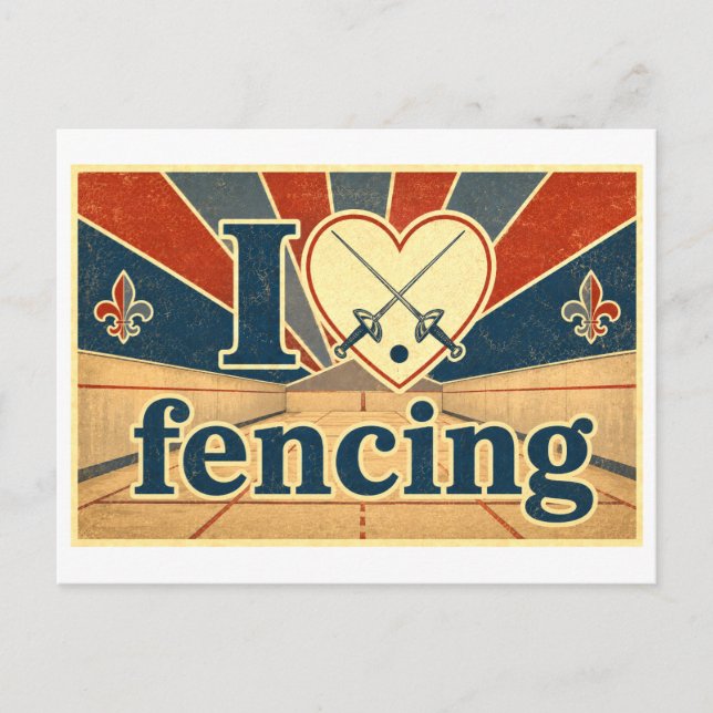 "I [Heart] Fencing" Postcard (Front)