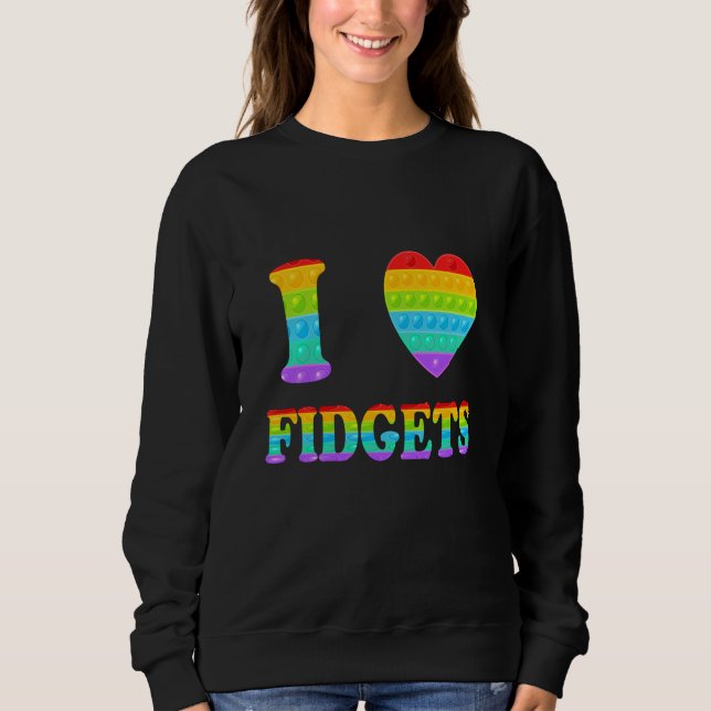 I Heart Fidget I Love Fidgets Pop It Heart Sweatshirt (Front)