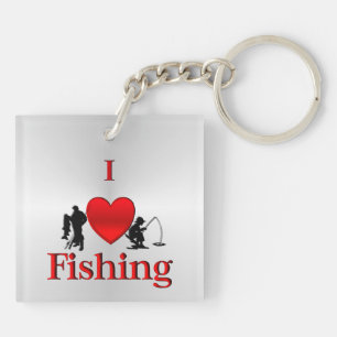 I Heart Fishing Key Ring