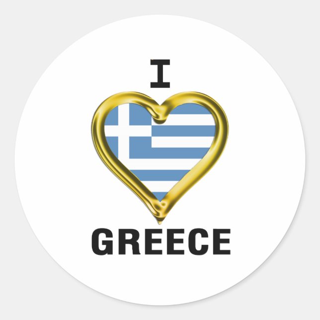I Heart Flag Greece Classic Round Sticker (Front)