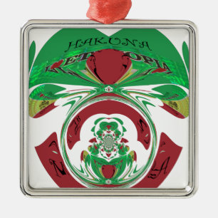 I Heart Flag - Love Ethiopia   Red Golden Green Ho Metal Tree Decoration