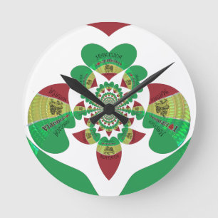 I Heart Flag - Love Ethiopia   Red Golden Green Ho Round Clock