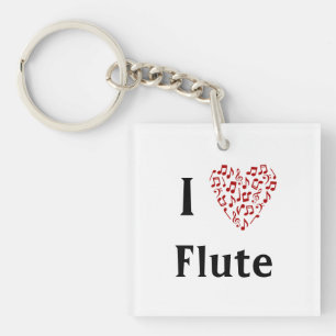 I Heart Flute - Music Instrument Key Ring