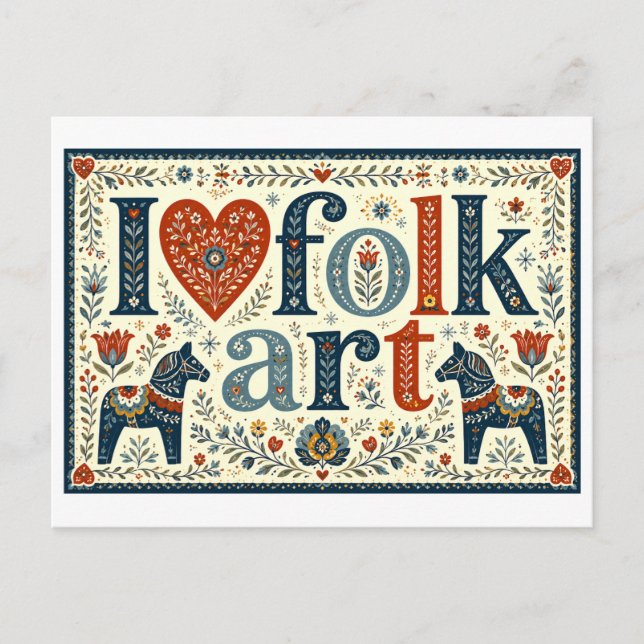 "I [Heart] Folk Art" Postcard (Front)