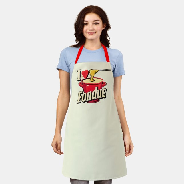 I heart fondue   -typography  apron (Worn)