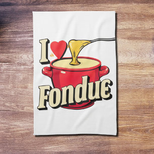I heart fondue - typography tea towel