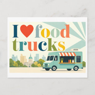 "I [Heart] Food Trucks" Postcard