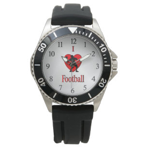 I Heart Football Black Numbers Watch