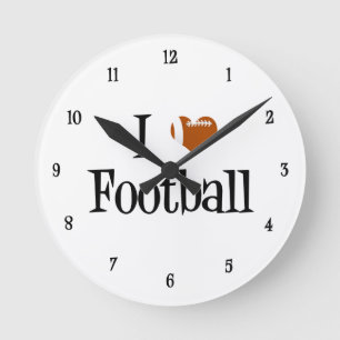 I Heart Football Round Clock