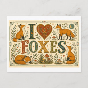 "I [Heart] Foxes" Postcard