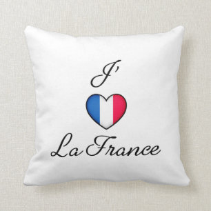 "I heart France" French Pride "J'adore La France" Cushion