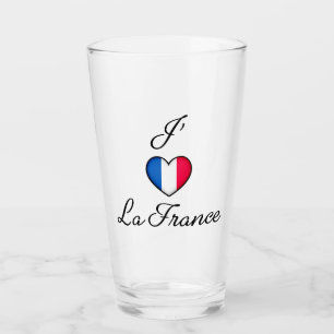 "I heart France" French Pride "J'adore La France"  Glass