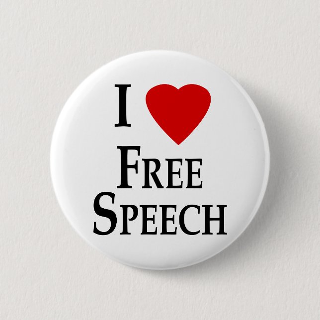 I Heart Free Speech 6 Cm Round Badge (Front)