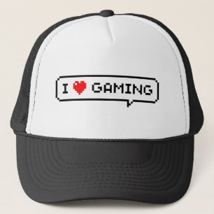 I Heart Gaming I Love Gaming Simple Pixel Art Trucker Hat