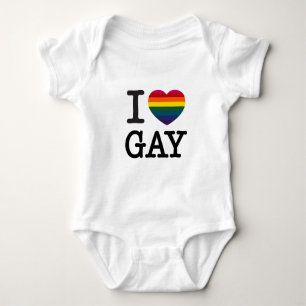 I heart Gay Rainbow Heart Baby Bodysuit