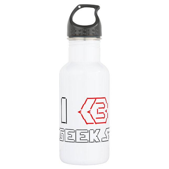 I Heart Geeks ASCII ART 532 Ml Water Bottle (Front)