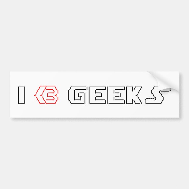 I Heart Geeks ASCII ART Bumper Sticker (Front)