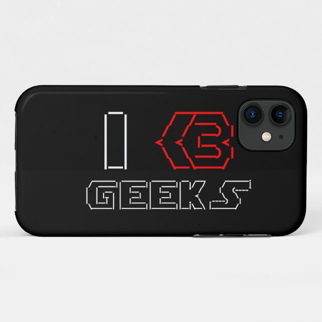 I Heart Geeks ASCII ART Case-Mate iPhone Case (Back (Horizontal))
