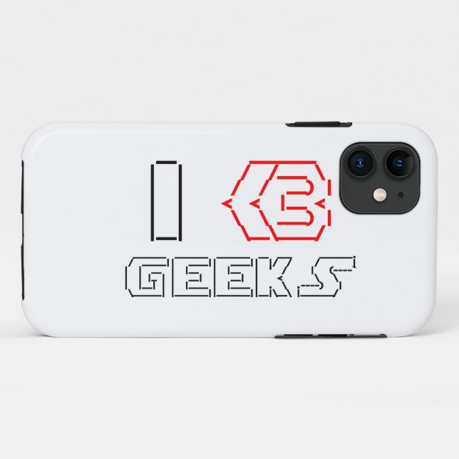 I Heart Geeks ASCII ART Case-Mate iPhone Case (Back (Horizontal))