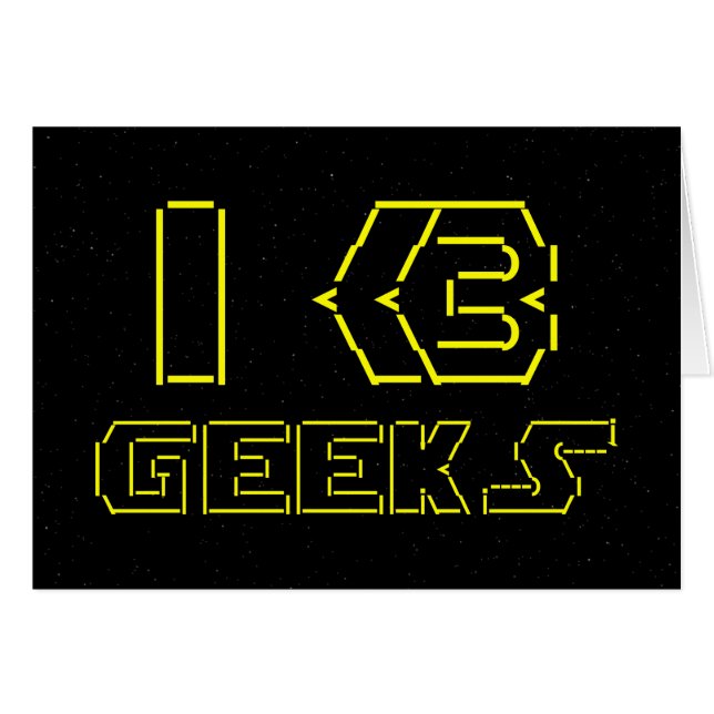 I Heart Geeks ASCII ART Greeting Card (Front Horizontal)