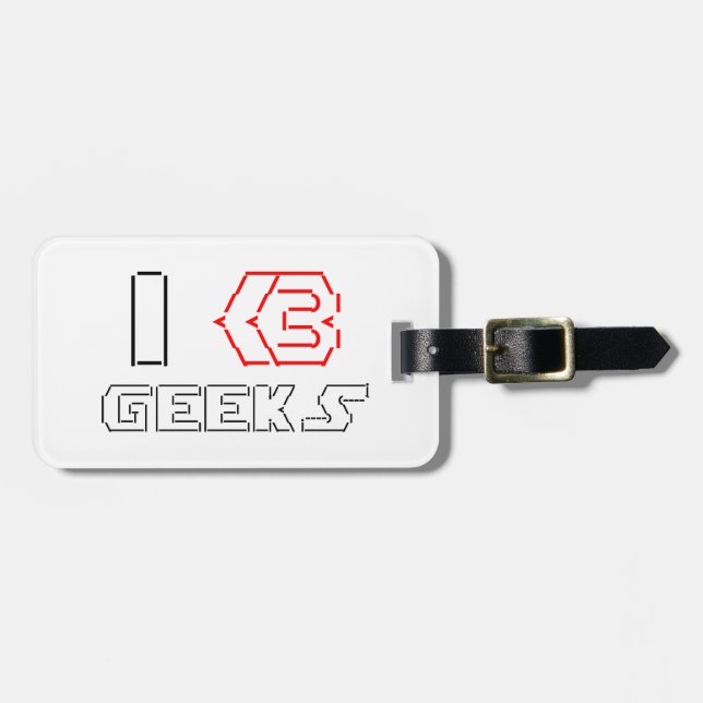I Heart Geeks ASCII ART Luggage Tag (Front Horizontal)