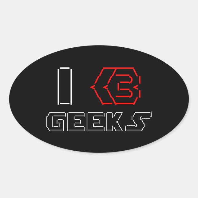 I Heart Geeks ASCII ART Oval Sticker (Front)