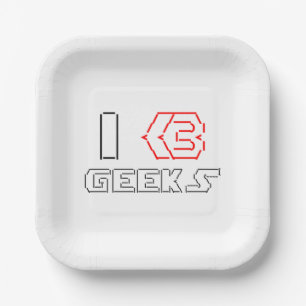 I Heart Geeks ASCII ART Paper Plate