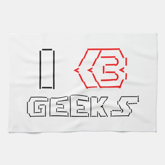 I Heart Geeks ASCII ART Tea Towel (Horizontal)