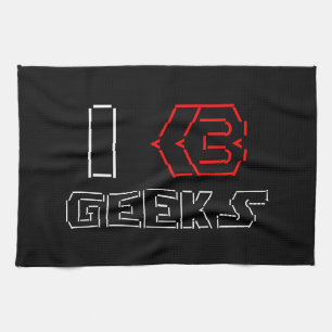 I Heart Geeks ASCII ART Tea Towel