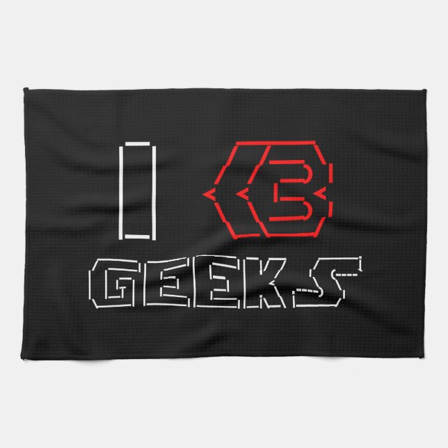 I Heart Geeks ASCII ART Tea Towel (Horizontal)