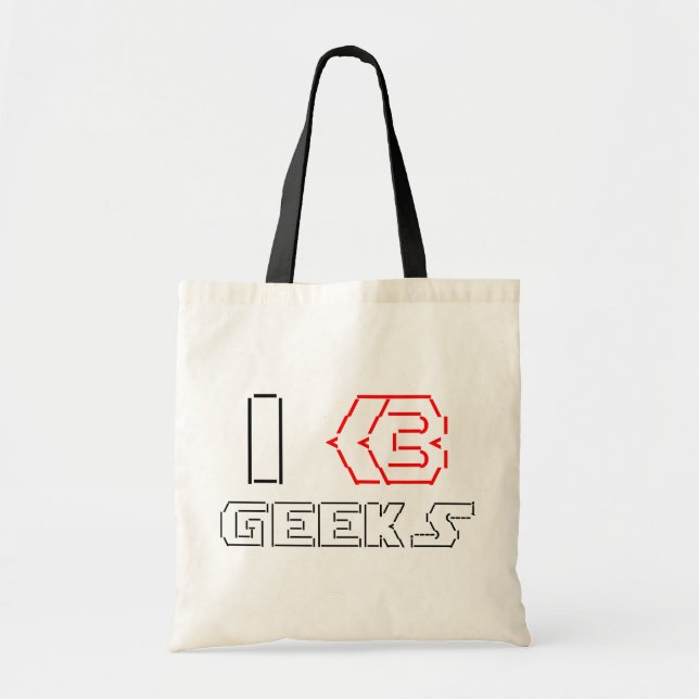 I Heart Geeks ASCII ART Tote Bag (Front)