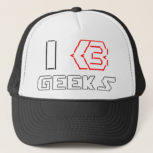 I Heart Geeks ASCII ART Trucker Hat (Front)