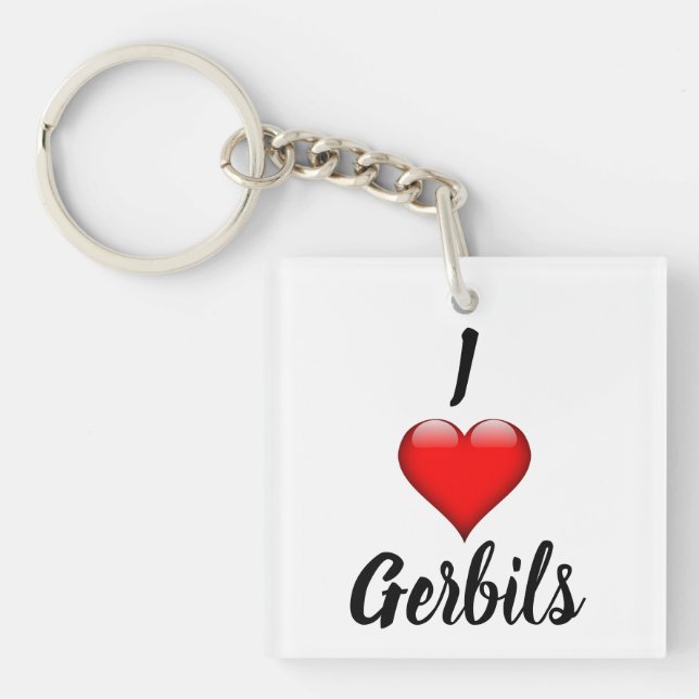 I Heart Gerbils Keychain (Front)