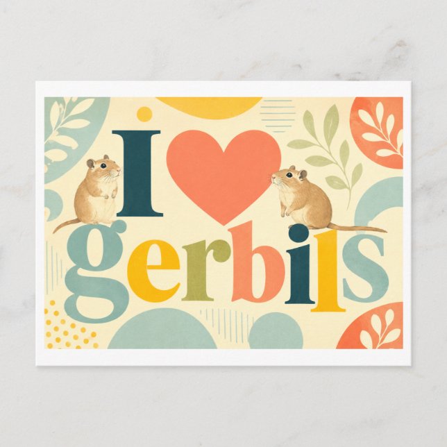 "I [Heart] Gerbils" Postcard (Front)