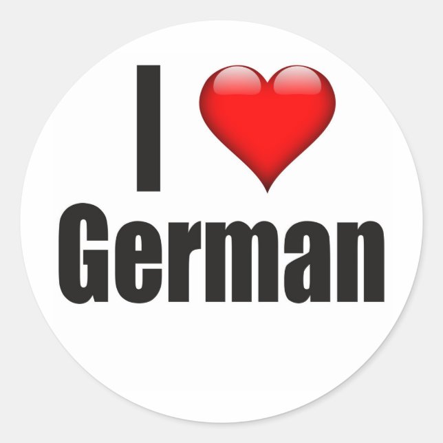 I Heart German Classic Round Sticker (Front)