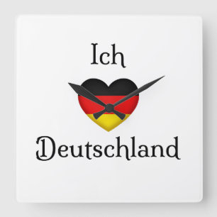"I Heart Germany" German Pride Cute  Square Wall Clock